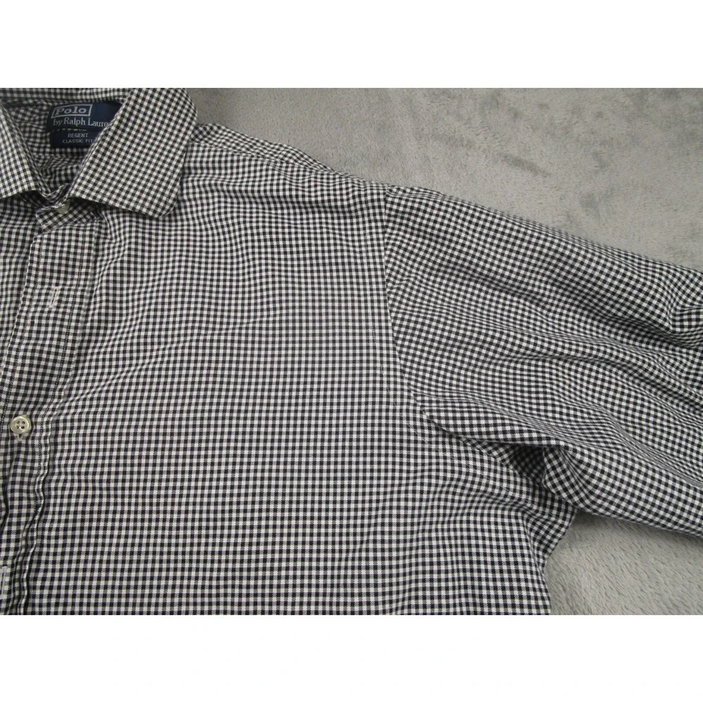 Polo‎ Ralph Lauren Shirt Mens 17 Black Checked Regent Classic Fit Cotton